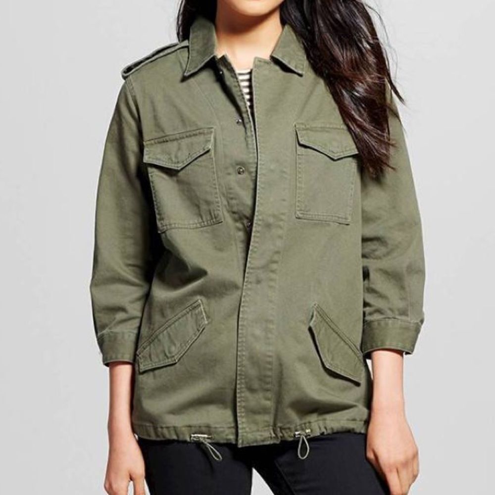Who What Wear Women’s Military Olive Green Utility 3/4 Sleeve Jacket Size: S